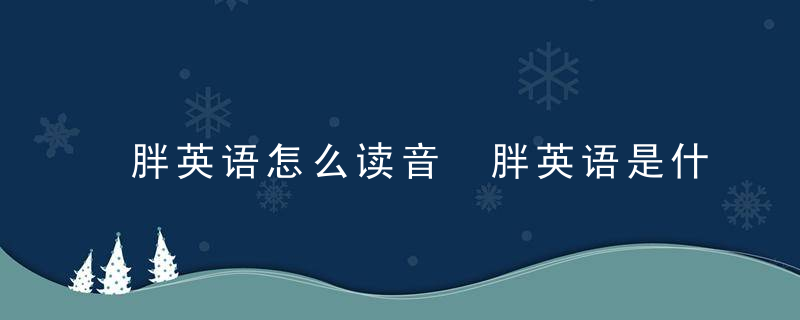 胖英语怎么读音 胖英语是什么